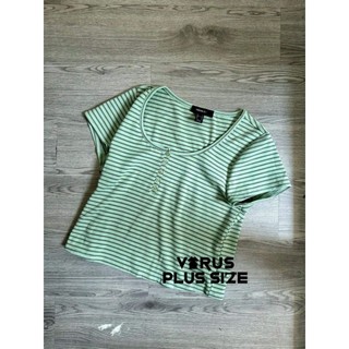 Áo crop f21 thun tăm họa tiết kẻ sọc basic bigsize