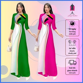 [HCM] Áo dài gấm in họa tiết lập thể sang trọng AD06