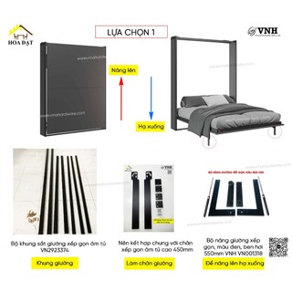 Bộ khung sắt giường xếp gọn âm tủ 1200x2000mm 1400x2000mm 1600x2000mm giá xưởng
