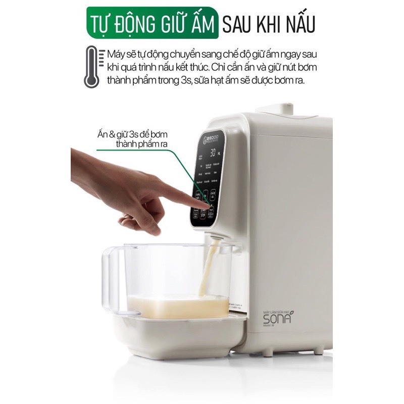 Máy Làm Sữa Hạt 2GOOD SONA i8 1,2 Lít - 9 Chế Độ Nấu Và Vệ SInh Tự Động - Hàng Chính Hãng Bảo Hành 12 Tháng