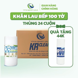 Thùng 24 cuộn khăn lau bếp trắng siêu thấm hút KRCLEAN lau chén bát, lau bàn ghế, vải không dệt