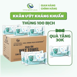Thùng 100 Khăn ướt có cồn Wow hương chanh sả 20 tờ, Kháng khuẩn 99%, tiện lợi mang theo