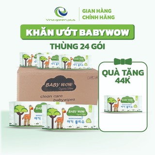 Thùng 24 Khăn ướt Organic Baby Wow không mùi 80 tờ - Khăn lau cho bé - Mềm mịn an toàn