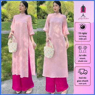 AD039 Áo dài cách tân from rộng phối thêu nhẹ nhàng