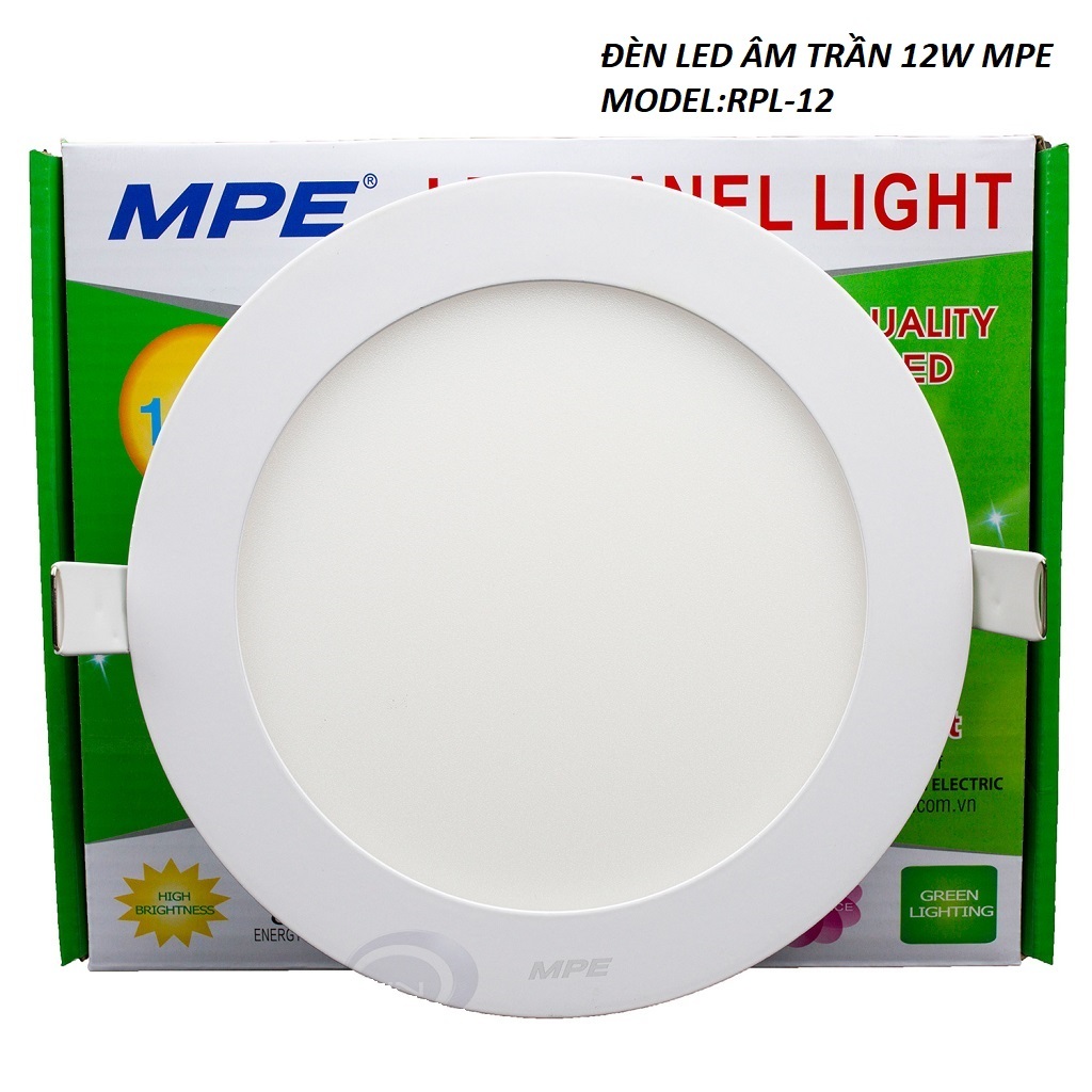 Led Panel Tròn Âm Trần 12W Trắng,vàng MPE