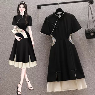  Sườn Xám BIGSIZE Cách Tân Dáng chữ A Thời Trang Nữ Mùa Hè Hot Nhất GỌN BIGSIZE 