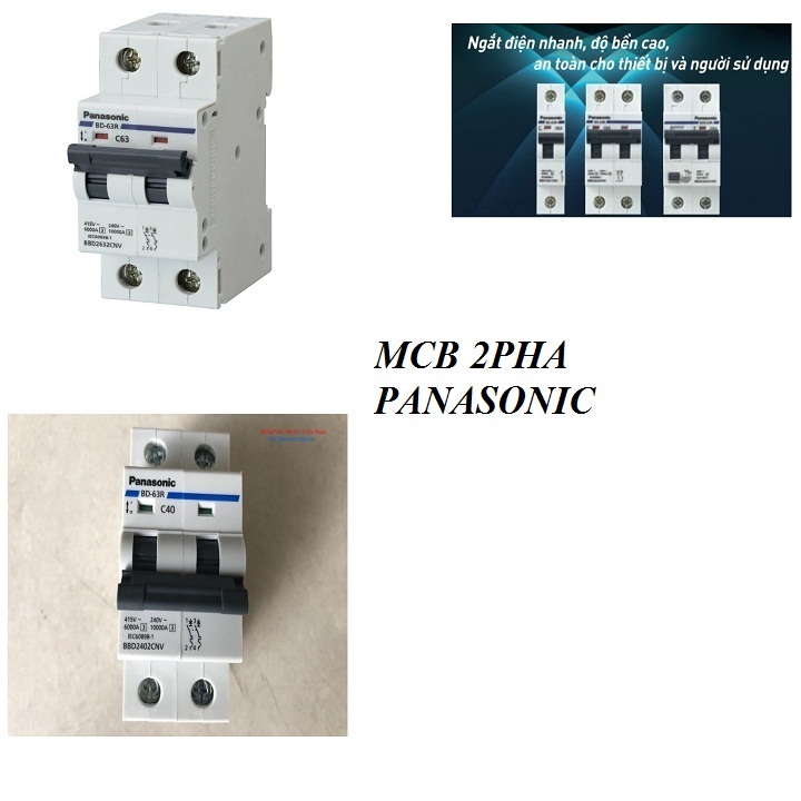 Cb 2 Tép Panasonic ( MCB Panasonic) 16A 20A 25A 32A 40A 50A 63A