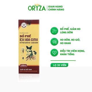 Ích Hoa Sinh Oryza  - Siro ho bổ phế thành phần tự nhiên giúp giảm ho khan, ho có đờm, an toàn cho bé - Lọ 100ML