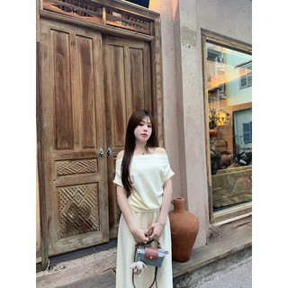 [BONGCHA.STORE] Set trễ vai basic dáng dài dịu dàng chuẩn hàng WG.WE