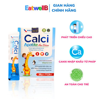 Canxi sữa tăng chiều cao cho bé, canxi nano d3 k2, siro CALCI APATITE AN CHÂU, hộp 20 gói - EatwellB