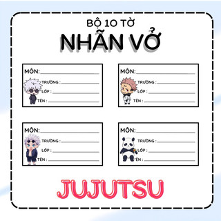 Set 10 tờ nhãn vở anime dán tập, sách Jujutsu Kaisen