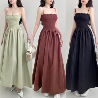 Đầm dự tiệc 2 dây xòe dáng dài midi Emilyshop
