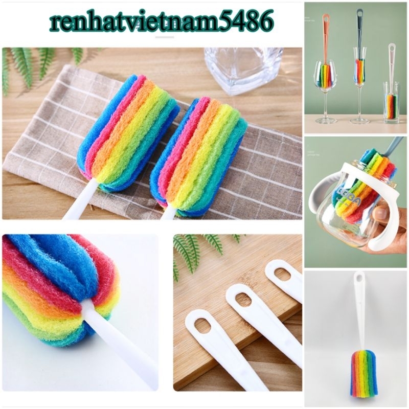 Cọ rửa ly, bình nước, bình sữa, cốc chén 7 màu