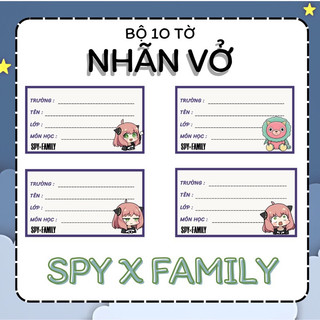 Set 10 tờ nhãn vở anime dán tập, sách Spy x Family
