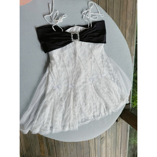 <LA’MELA> Váy ren nơ đính đá dáng babydoll