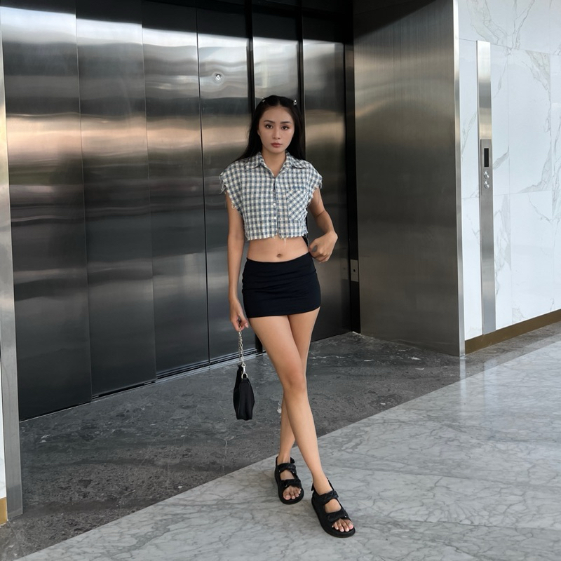_ Áo sơmi caro tay ngắn | Paola top