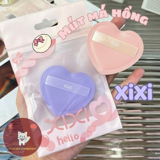 Mút tán nền/má kem xixi 2 lớp trái tim dễ thương tím hồng