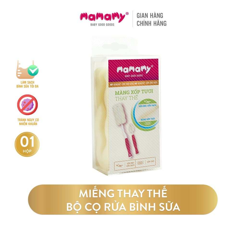 Màng Xốp Tươi Cao Cấp Tự Nhiên Thay Thế Bộ Cọ Rửa Bình Sữa Mamamy Không Gây Xước Bình, Bảo Vệ Hệ Tiêu Hóa Bé