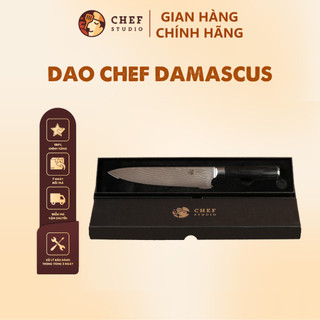 Dao đầu bếp Damascus Chef Studio cao cấp, độ dài 19.7cm, sản xuất theo công nghệ Nhật Bản, chuyên dùng thái lọc