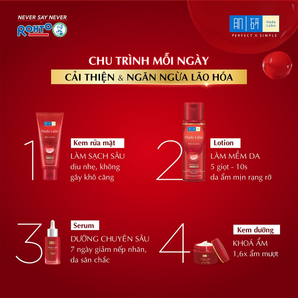 Sữa rửa mặt cải thiện dấu hiệu lão hóa dạng kem Hada Labo Pro-Aging Retinol B3 Cleanser 80g | BigBuy360 - bigbuy360.vn