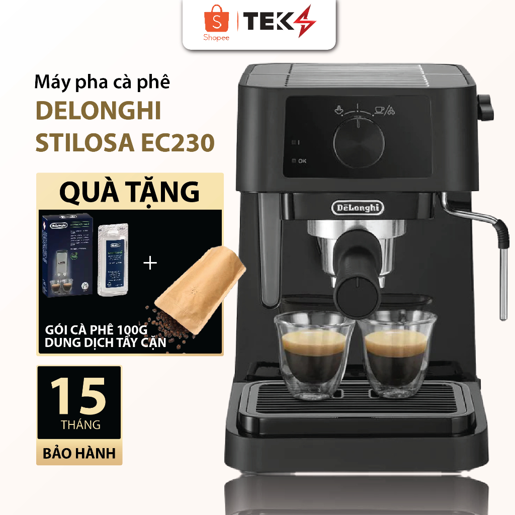 Máy Pha Cà Phê DeLonghi Stilosa EC230 cho Gia đình, Văn phòng, Áp suất 15 Bar, BH 12 tháng