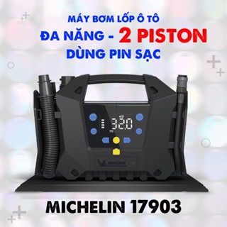 Máy Bơm Lốp Xe Ô Tô MICHELIN 17903 PIN SẠC 2 PISTON Đa Năng Cao Cấp Tự Động Ngắt (HÀNG CHÍNH HÃNG)