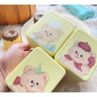  kèm hộp mica squishy khối gấu chất bơ siêu chậm tăng,mềm thơm 