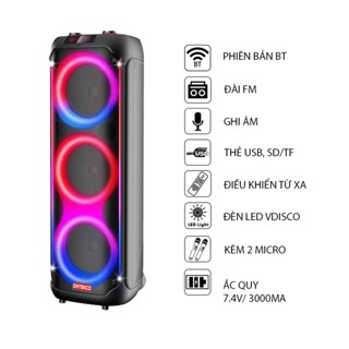 Loa kéo ONTEKCO bluetooth 8312 bass 20, tay mic đi kèm tần số UHF, đèn led RGB, hát karaoke chống hú cực hay