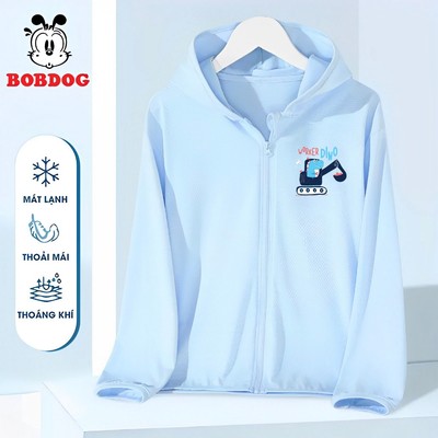 Áo chống nắng bé trai BOBDOG chất liệu vải kim cương thông hơi thoáng mát in hình máy xúc cho bé