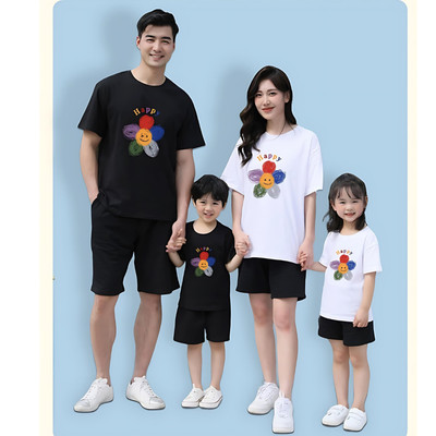 Áo phông gia đình 3,4,5 người in hình bông hoa chất liệu thun cotton Loza GĐ2661