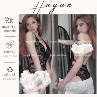 HT250 Đồ ngủ sexy bodysuit, bộ jumsuit ren hoạ tiết xuyên thấu mềm mại gợi cảm HT250