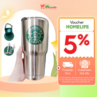 Ly Giữ Nhiệt LOGO STARBUCK  900ml Nắp Chống Tràn + Tặng Kèm Bộ Phụ Kiện 2 ống Hút, Cọ Rửa Và Túi Đựng Thời Trang