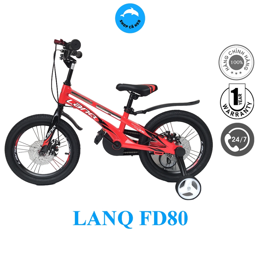 Xe Đạp Trẻ Em LanQ FD80 Siêu Nhẹ, Phanh Đĩa Dành Cho Bé Từ 3 Đến 8 Tuổi Shop Xe Đạp Cá Heo