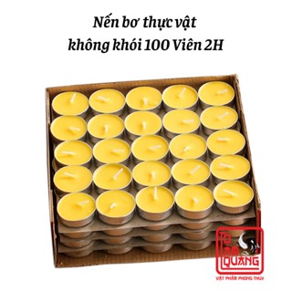 Nến Bơ Thực Vật Không Khói 100 Viên Đầu Dẹt, 2 Tiếng, Cháy Sạch, An Toàn Dâng Cúng Phật, Thắp Lễ Vu Lan - Tô Tâm Quang