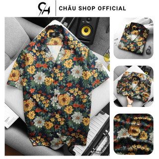 Áo Sơ Mi Nam, Áo Sơ Mi Lụa Nam Raya CHÂU SHOP OFFICIAL Hoạ Tiết Hoa Nổi Bật Phong Cách Lãng Tử Form Dáng Vừa Vặn