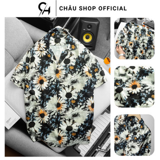 Áo Sơ Mi Nam, Áo Sơ Mi Đũi Nam Tafalo CHÂU SHOP OFFICIAL Mẫu Hoạ Tiết Hoa Cúc Trẻ Trung Năng Động Chất Vải Sang Xịn Mịn