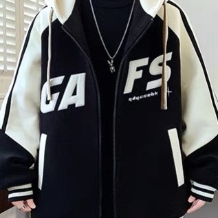 Áo Khoác Nỉ FORM Rộng Thêu Chữ GAFS Phối Viền Sọc Cực Đẹp Nón TO Như Hình