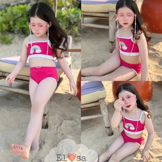 Bikini cho bé gái - sét bikini 2 dây 2 màu cam, hồng cute cho bé từ 1-8 tuổi