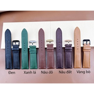 {Size lẻ 10 13 15 17 19 21mm}Dây đồng hồ da bò thật vân Epsom BO-60 cao cấp