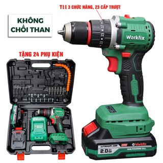 [Kèm Bộ Phụ Kiện] Máy Khoan WORKFIX WF-ID2110BL- Khoan Tường, Khoan Sắt, Gỗ, Bắt Vít- Không Chổi Than, Bảo Hành 12T