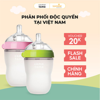 Bình sữa Comotomo Mỹ 250ml chất liệu silicone cao cấp - xanh, hồng
