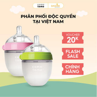 Bình sữa Comotomo Mỹ 150ml chất liệu silicone cao cấp màu xanh, hồng