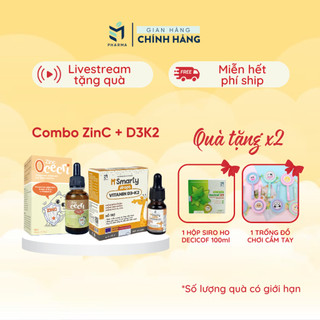 Combo Kẽm Hữu Cơ Cho Bé ZinC Ocecri Nhập Khẩu Từ Italia 30ml Và Vitamin D3 K2 MK7 Msmarty 10ml