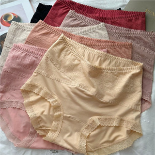  Quần Lót Nữ Cạp Cao Gen Bụng Chất Cotton Phối Ren Mềm Mại 48-60kg 