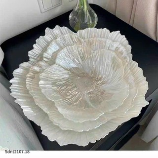 Bộ 3 đĩa thủy tinh decor cao cấp hình hoa