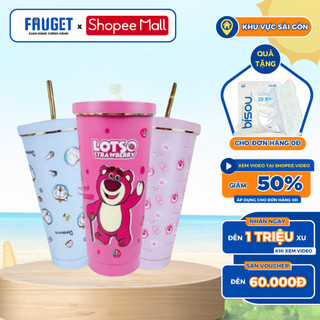 Cốc Giữ Nhiệt FAUGET, Ly Giữ Nhiệt Gấu Dung Tích 750ml Chất Liệu Inox 304 Giữ Nhiệt 12 Giờ Tặng Kèm Ống Hút Và Túi Đựng