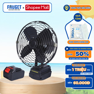 Quạt Tích Điện Đế Pin FAUGET Dùng Chung Pin Makita Phổ Thông Kích Thước 8inch, Chất Liệu Thép Sơn Tích Điện Kèm Pin