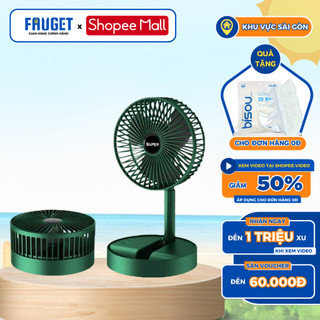 Quạt Mini Tích Điện FAUGET Để Bàn Gấp Gọn Kéo Dài Sạc Pin 3 Cấp Độ Gió Xoay 360 Độ Dung Lượng Pin Cao Bảo Hành 12 Tháng