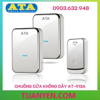 Chuông cửa đôi không dây 1 nút bấm - 2 chuông chống nước ATA  AT-913A (ĐÔI) hàng chính hãng - Tuấn Yến