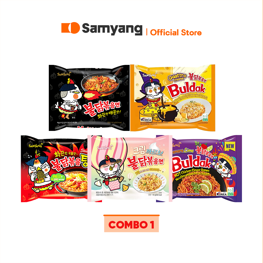   COMBO 1  5 gói mì cay Samyang Foods Hàn Quốc  mix 5 vị  
